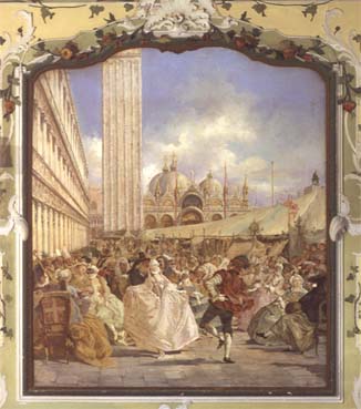 Giuseppe Ponga-Venezia-Maschere danzanti di fronte alla loggetta