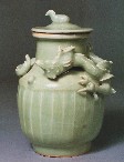 Urna funeraria(con coperchio) Celadon di Longquan.Dinastia Song del Sud.(1127/1279)